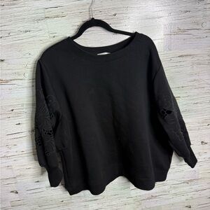 Bailey 44 Black Sweatshirt with Floral Embroidery cut out size 3x